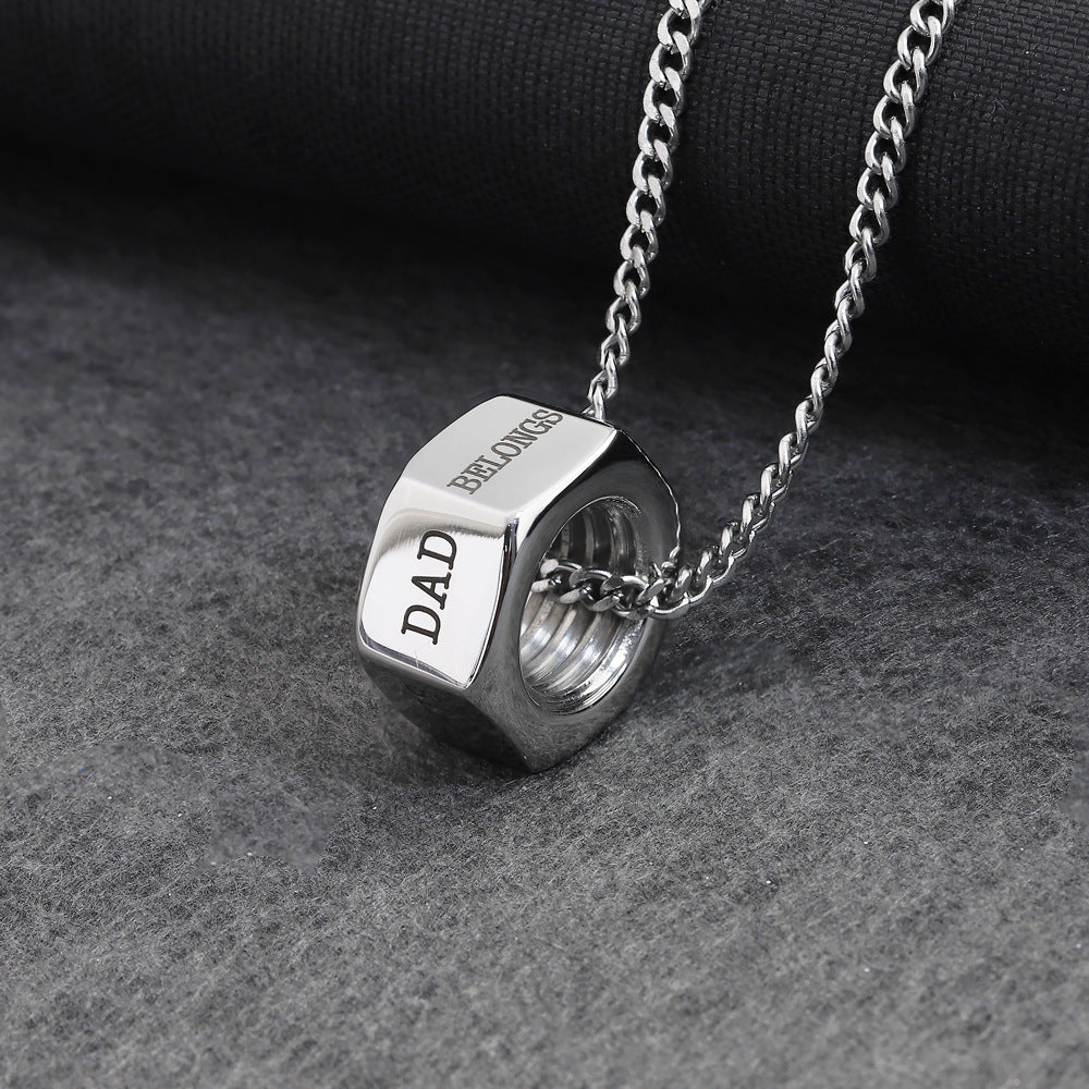 Letter Stainless Steel Screw Cap for Dad Necklace