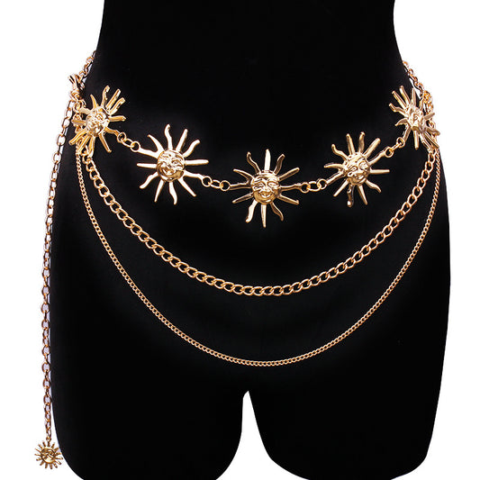 Adjustable Metal Sunflower Waistband Body Chain