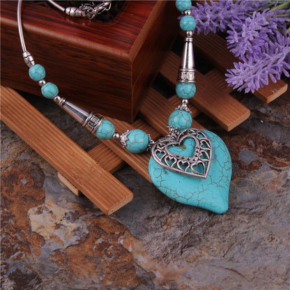 Love Turquoise Short Alloy Necklace