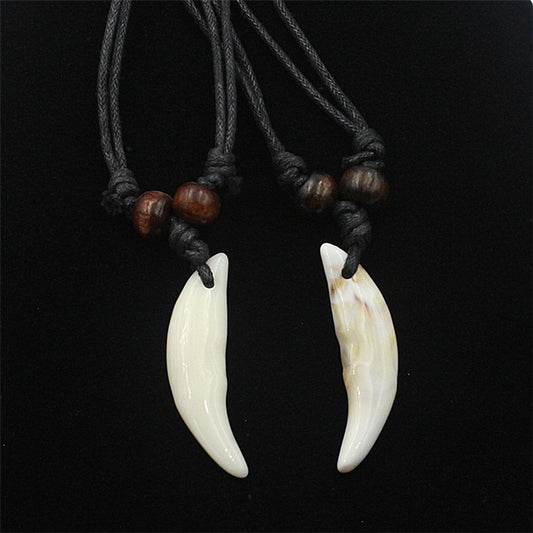 Acrylic Shell Color Wolf Tooth Necklace