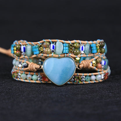 Heart Hand-woven Multi-layer Leather Bracelet Ladies